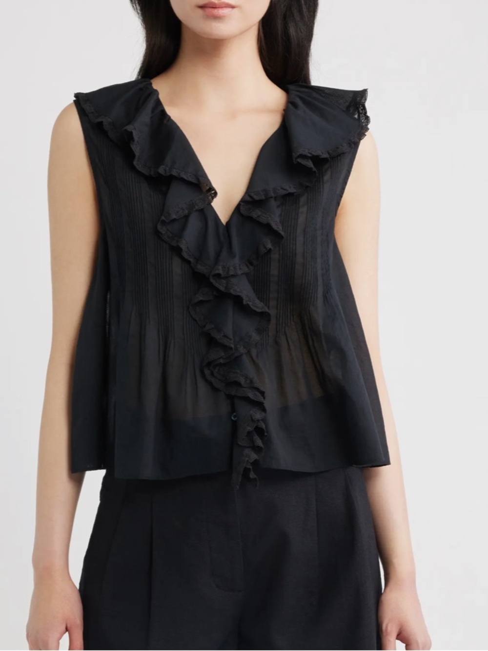 NWOT DOEN Hilda Pintucked Sleeveless Organic Cotton Top